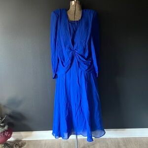 Vintage Nicole Paris Blue Long-sleeve Dress Size 12